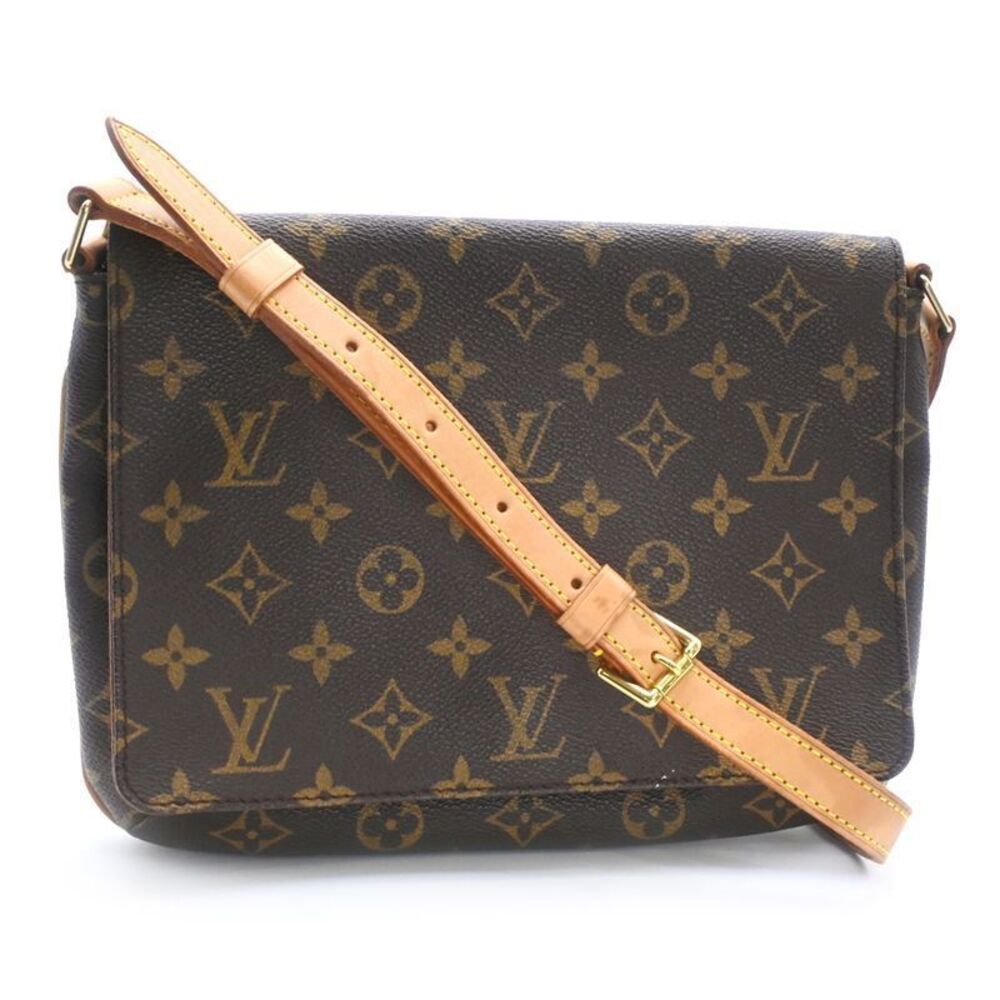 Louis Vuitton Musette Tango Monogram Shoulder Bag Canvas Leather Brown
